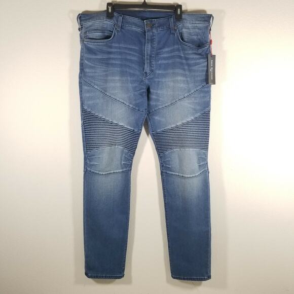 True Religion Classic Rocco Moto in Indigo Moonshine Blue Jeans 40x34 NWT $229 - Picture 3 of 8